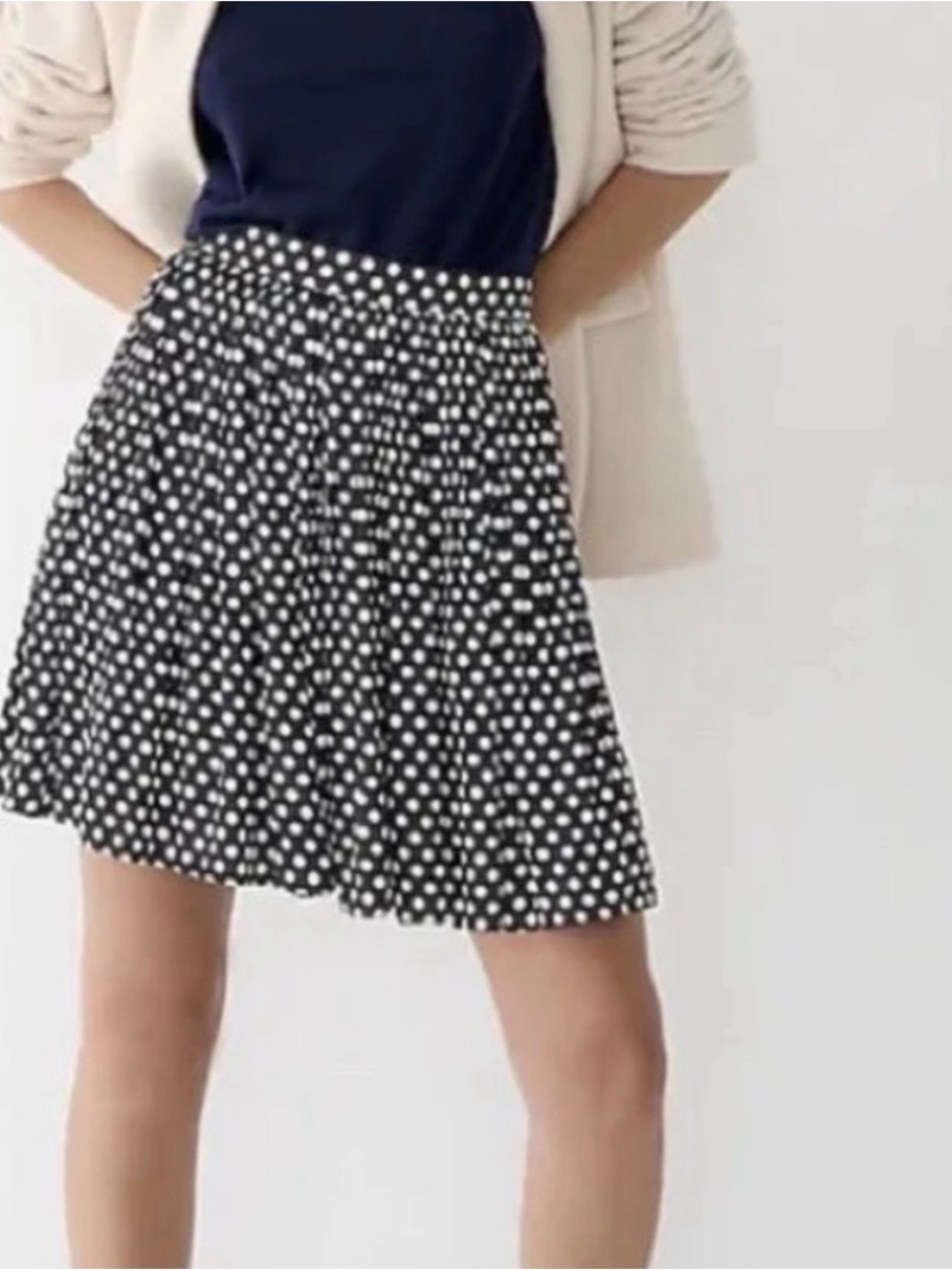 Jcrew polka dot pleated skirt